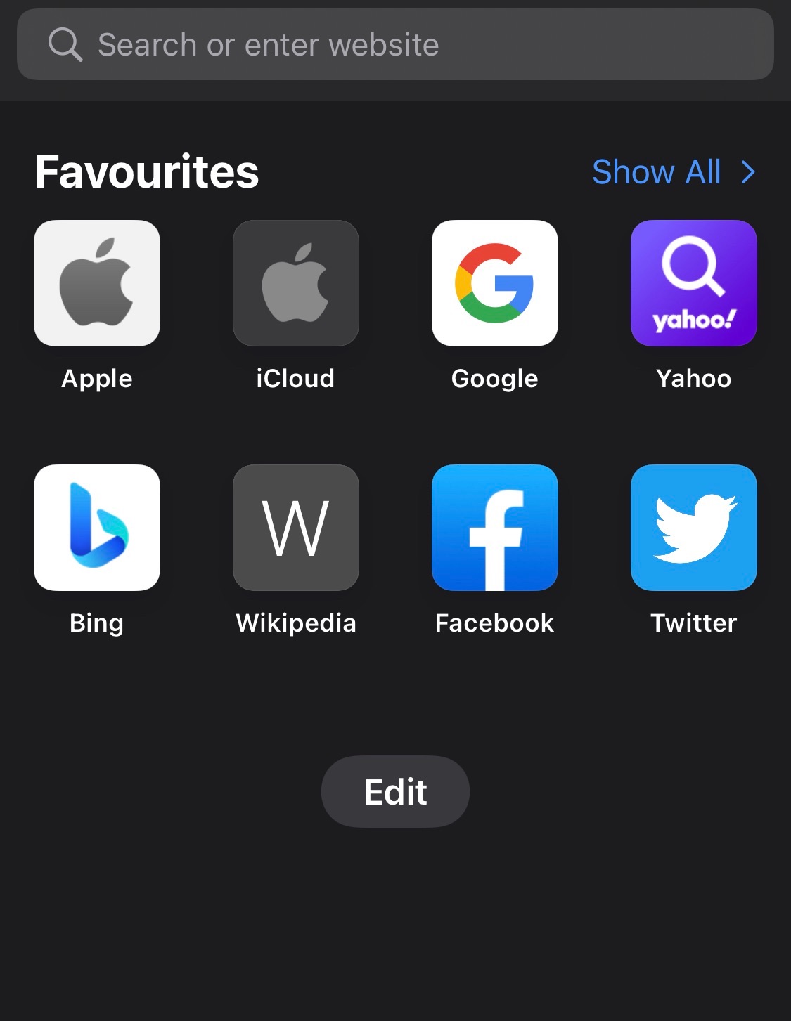 Safari iPhone Start Page without Privacy Report