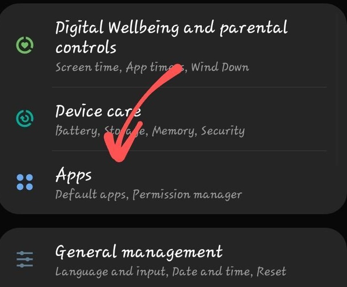Samsung Mobile Apps Settings Tab