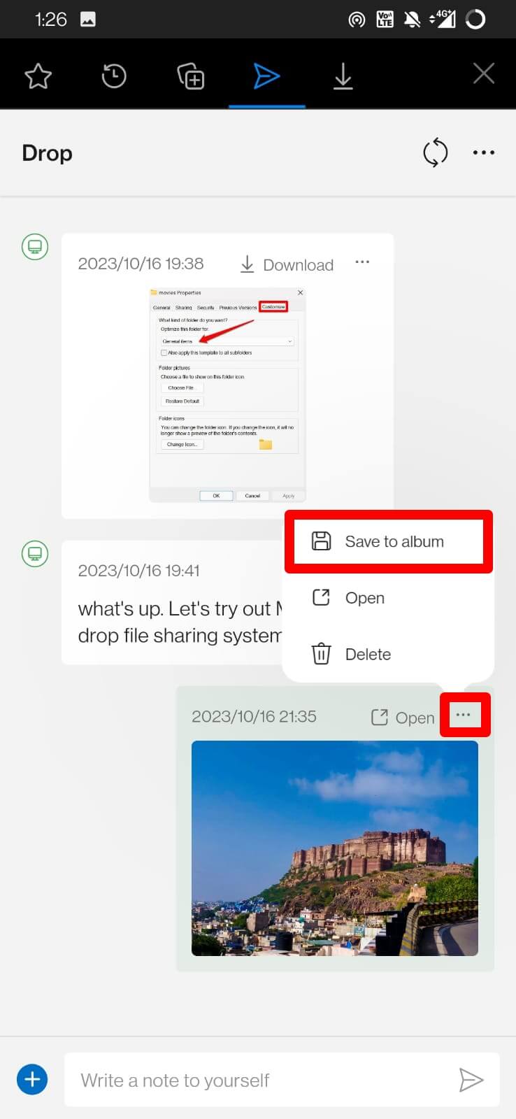 save image to album in Drop