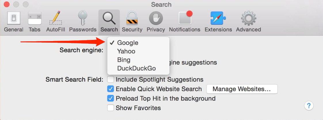 Set Google as Search Engine in Safari browser