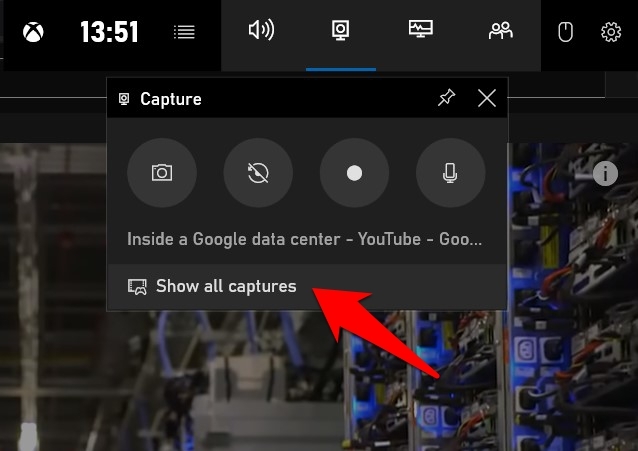 Show all captures in Game Bar in Windows