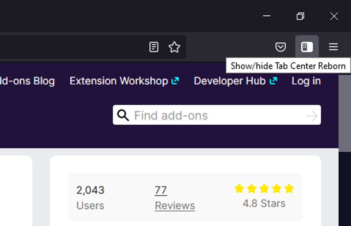 Show or Hide Tab Center Reborn in Mozilla Firefox