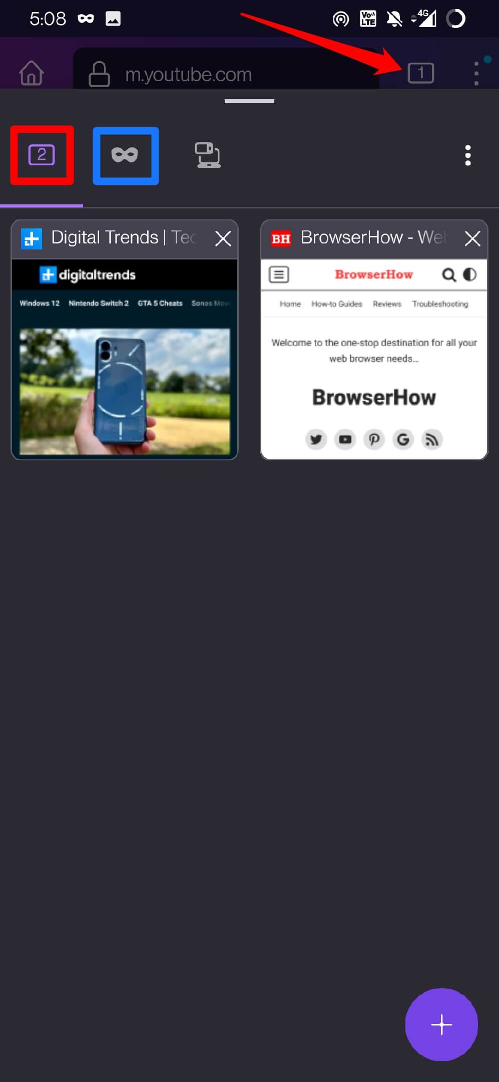 switch to general browsing mode from private browsing in Firefox