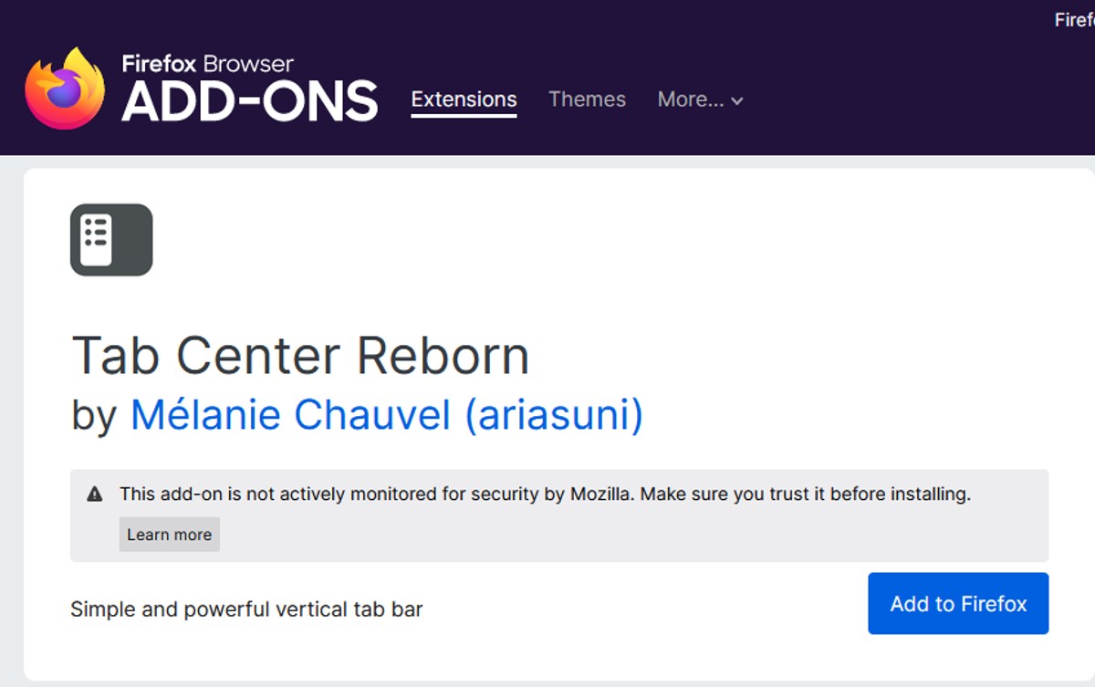 Tab Center Reborn Firefox Add-on Add to Firefox