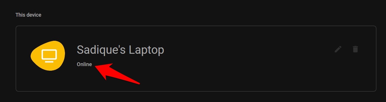 This devices Chrome Remote Desktop is active