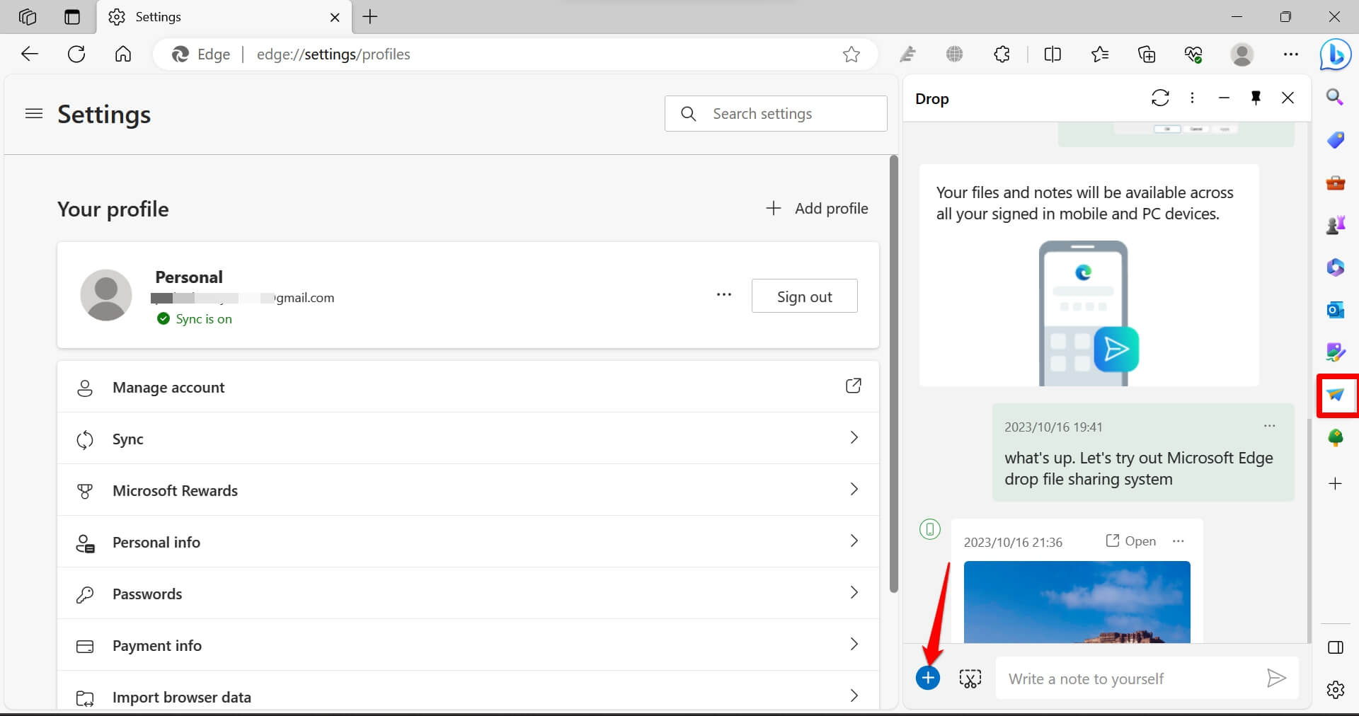 transfer files using Drop