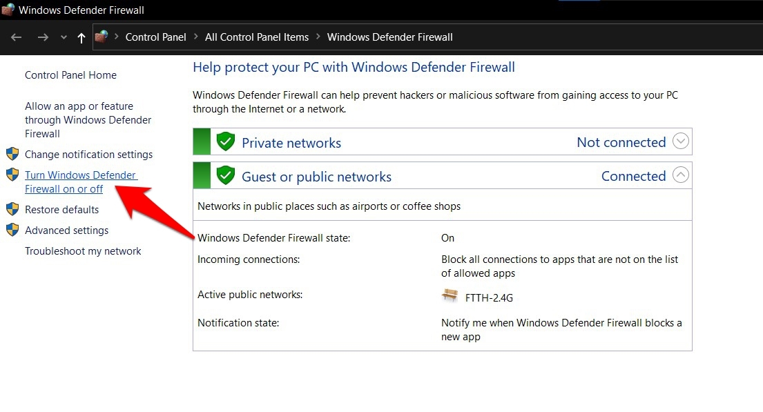 Turn Windows Firefox On or Off option