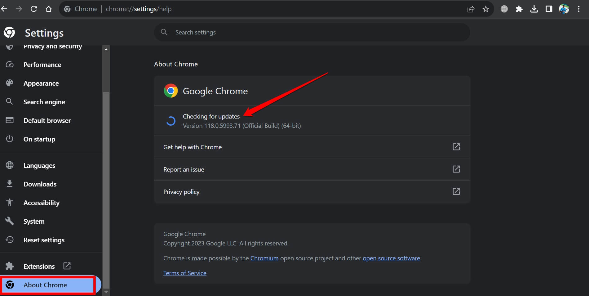 update Chrome browser