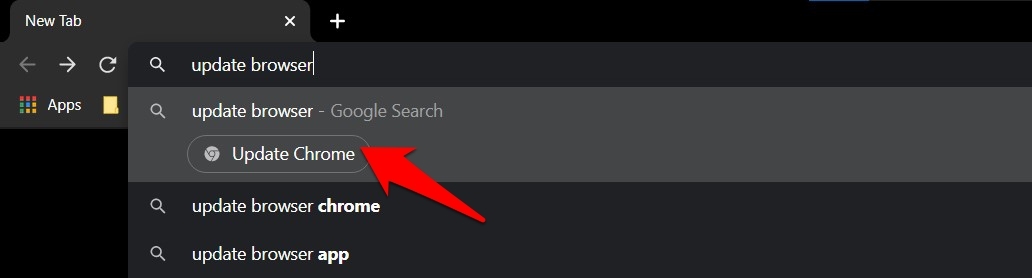 Update Google Chrome quick chrome action