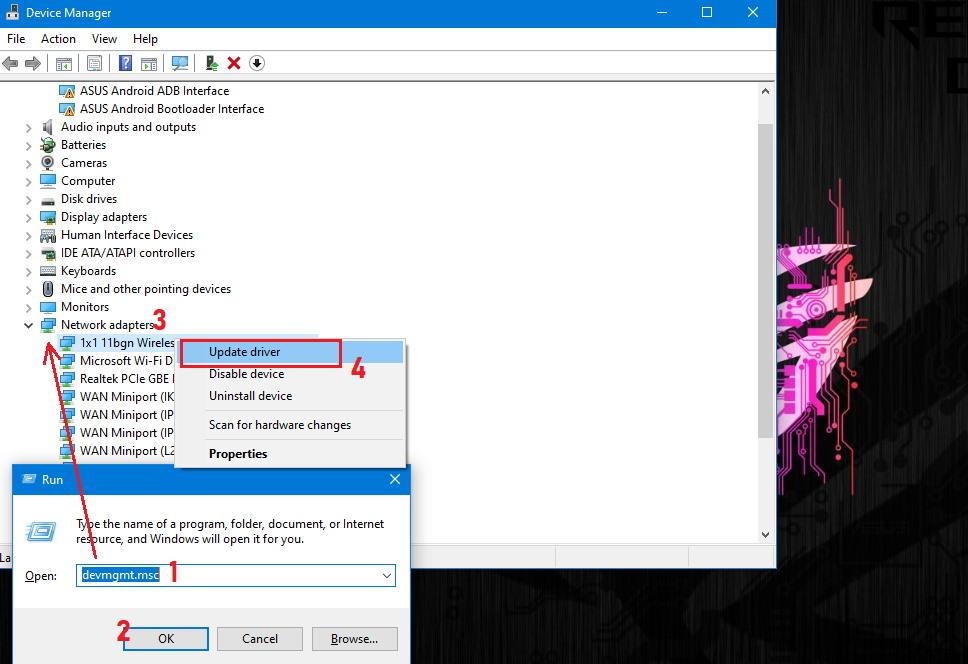 update network driver in windows