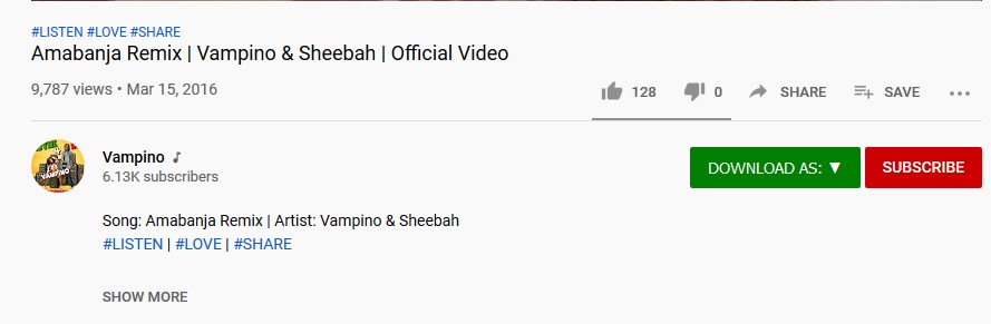 Video Download As Button on YouTube