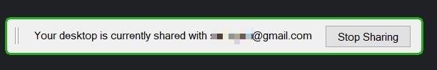 Your desktop is currently shared with email address