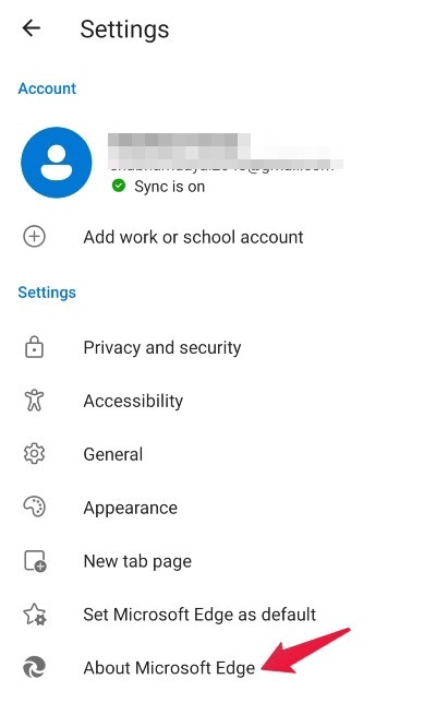 About Microsoft Edge Tab in Android Phone