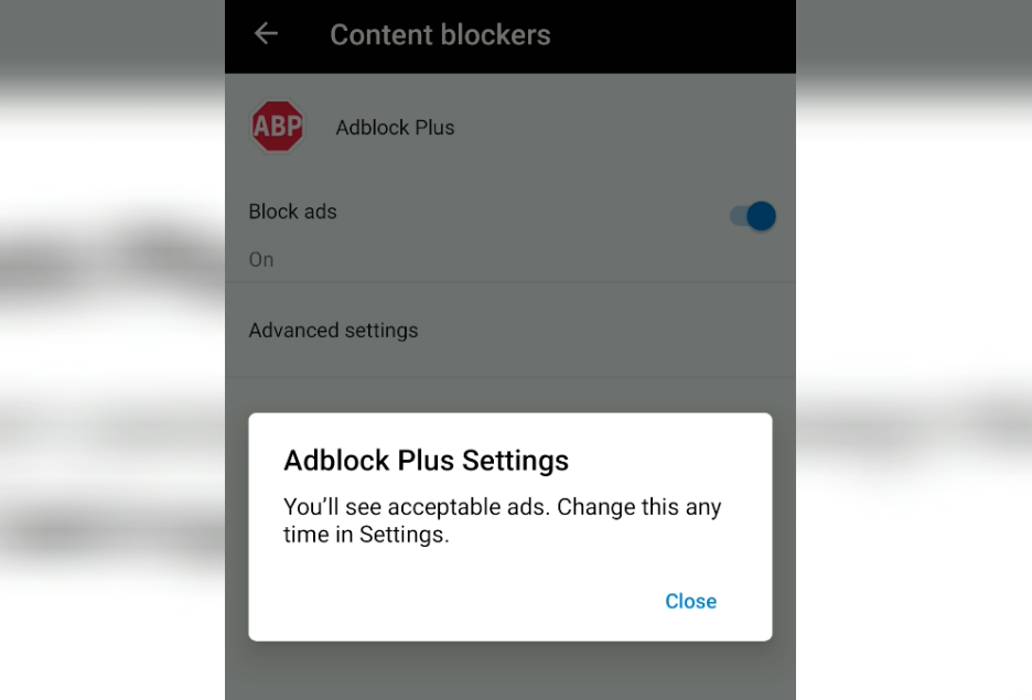 Adblock Plus in Microsoft Edge Android