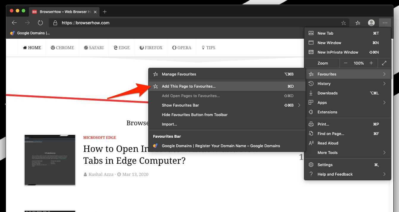 Add this page to favorite microsoft edge computer