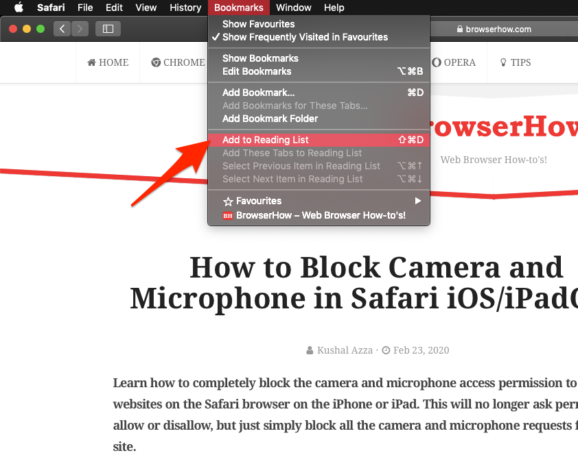 Add Website to Reading List for Offline Download on Safari Computer