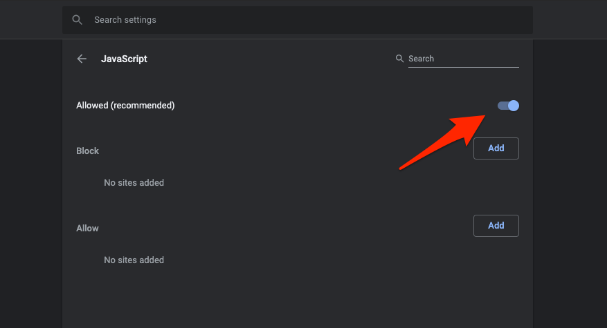 Allow JavaScript on chrome computer