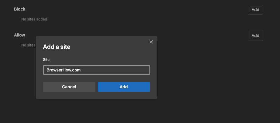 Allow or Block Websites in Notification settings