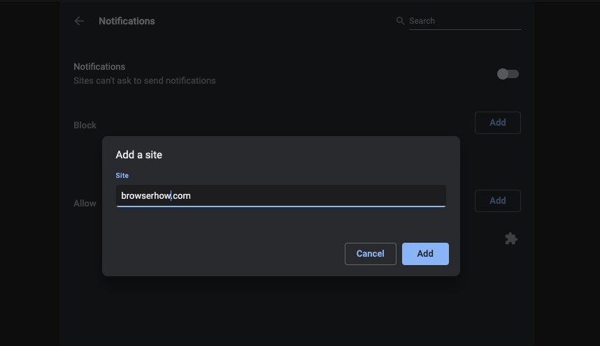 Allow Site Notification in Chrome Computer