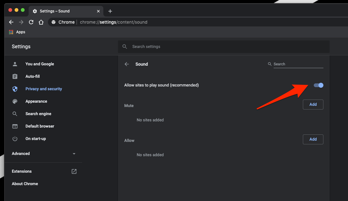 Allow sites to play sound in chrome computer