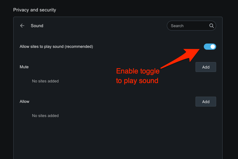 Allow Websites to Play Sound on Opera browser