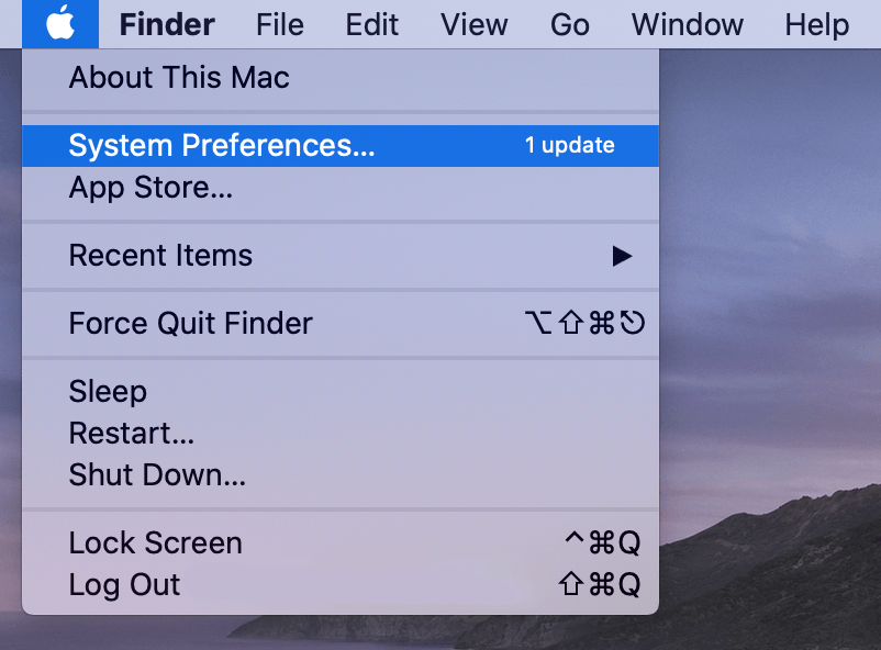 Apple System Preferences in mac computer