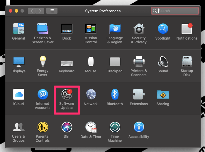 Apple System Preferences > Software Update macOS