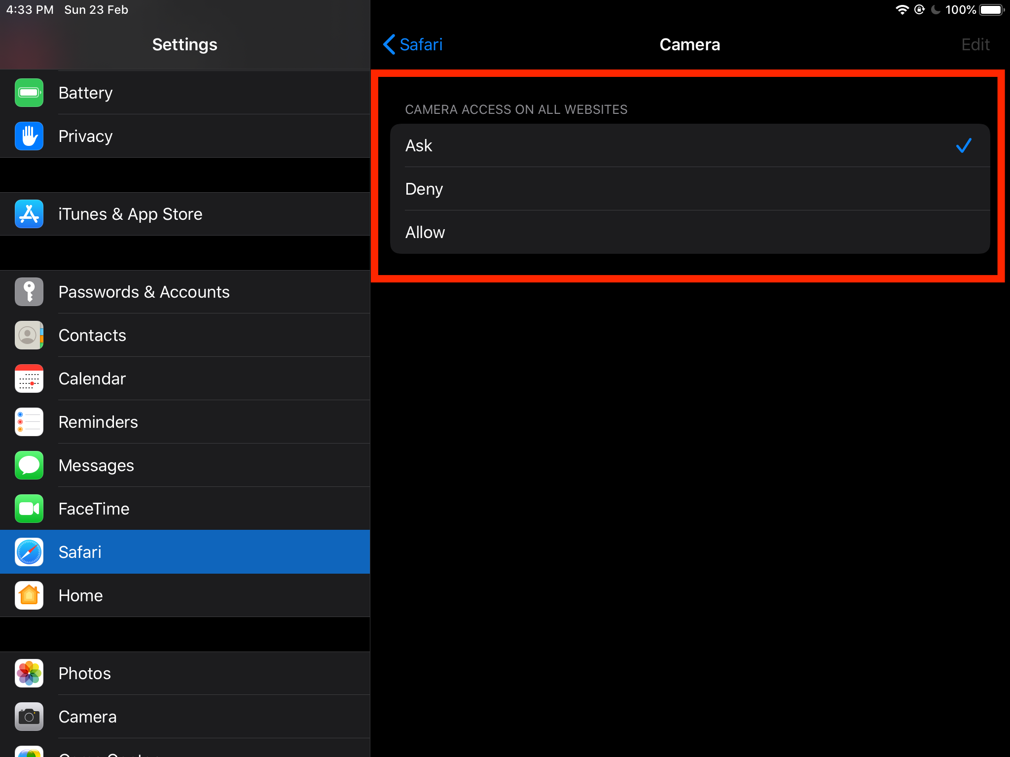 Ask Camera permission for website on Safari iOS iPadOS
