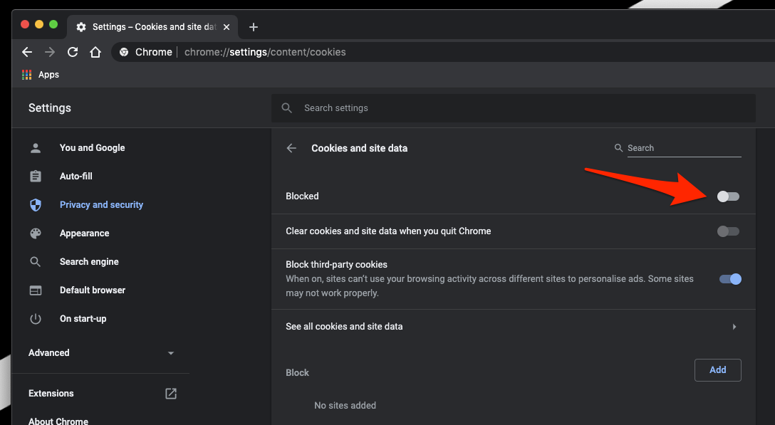 Block Browser Cookies in Chrome Computer