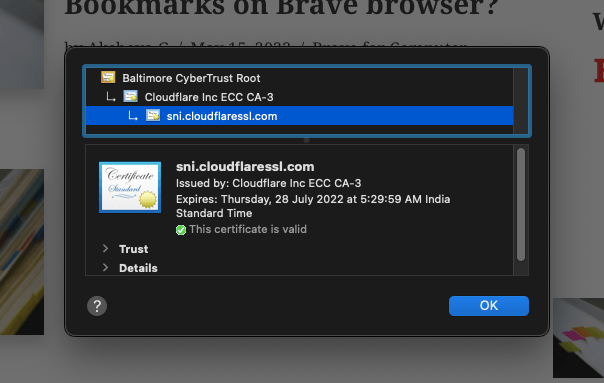 BrowserHow security certification information in Brave Browser