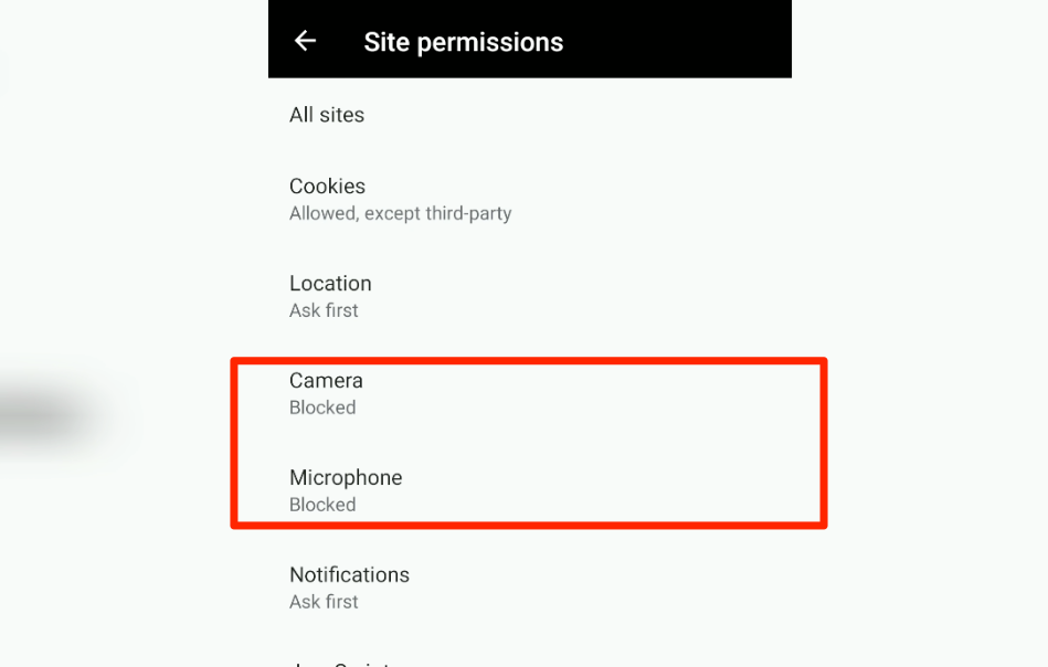 Camera and Microphone Blocked in Edge Android