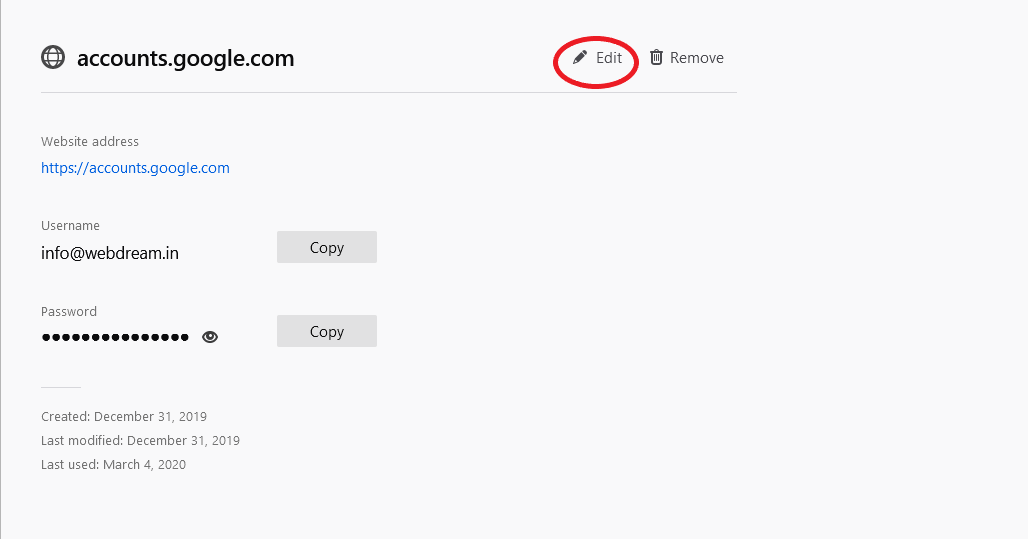 chnage firefox saved passwords