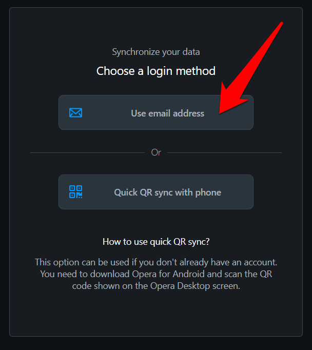 Choose Login Method using Email Address