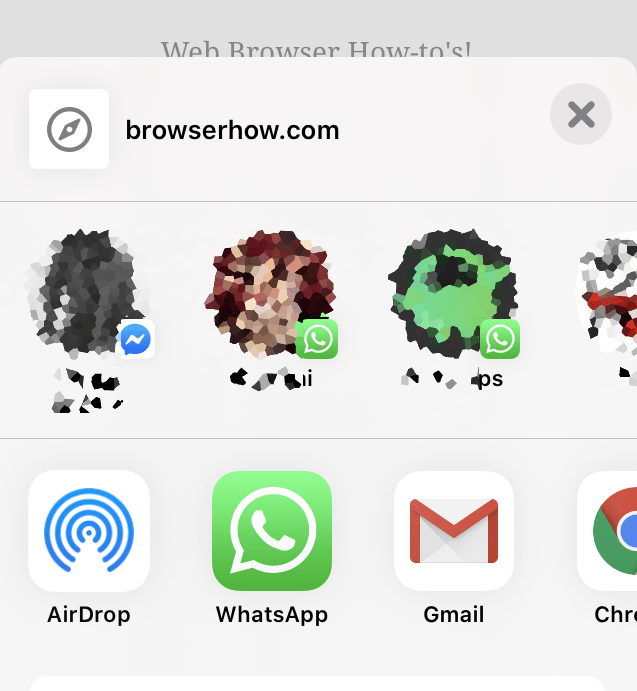 Choose Sharing app from Chrome iOS to share link