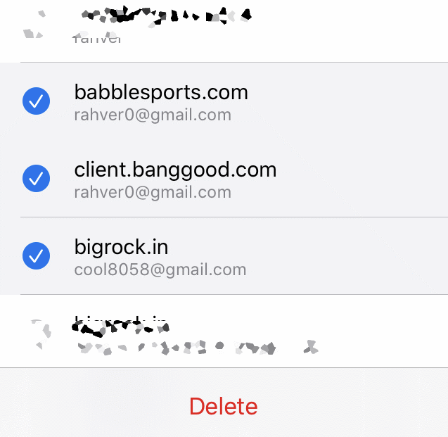 Chrome iOS Passwords Delete Multiple Passwords