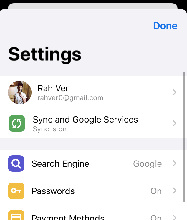 Chrome iOS Search Engine Settings