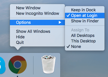 Chrome Open at Login enabled
