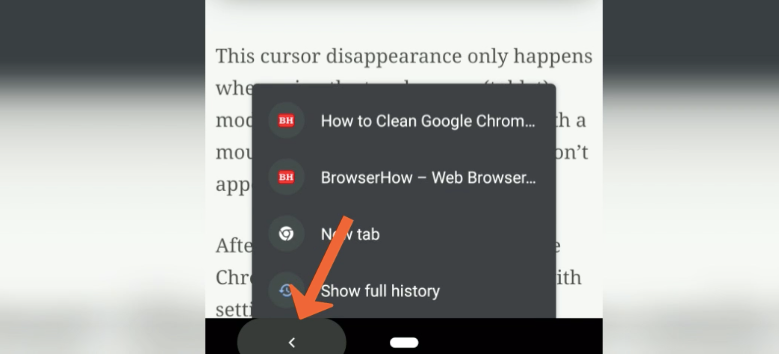 Chrome Android Back button icon and history