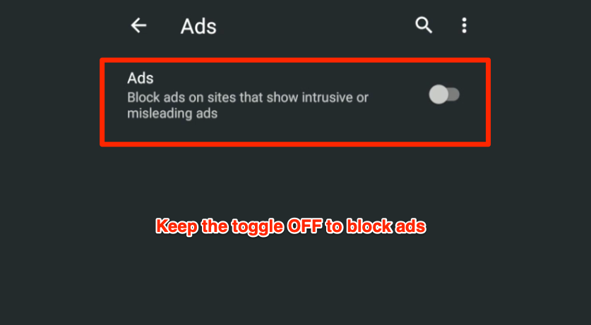 Chrome Android Block Ads in-built option