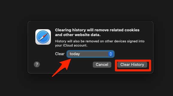 Clear Browsing History of Safari for date range