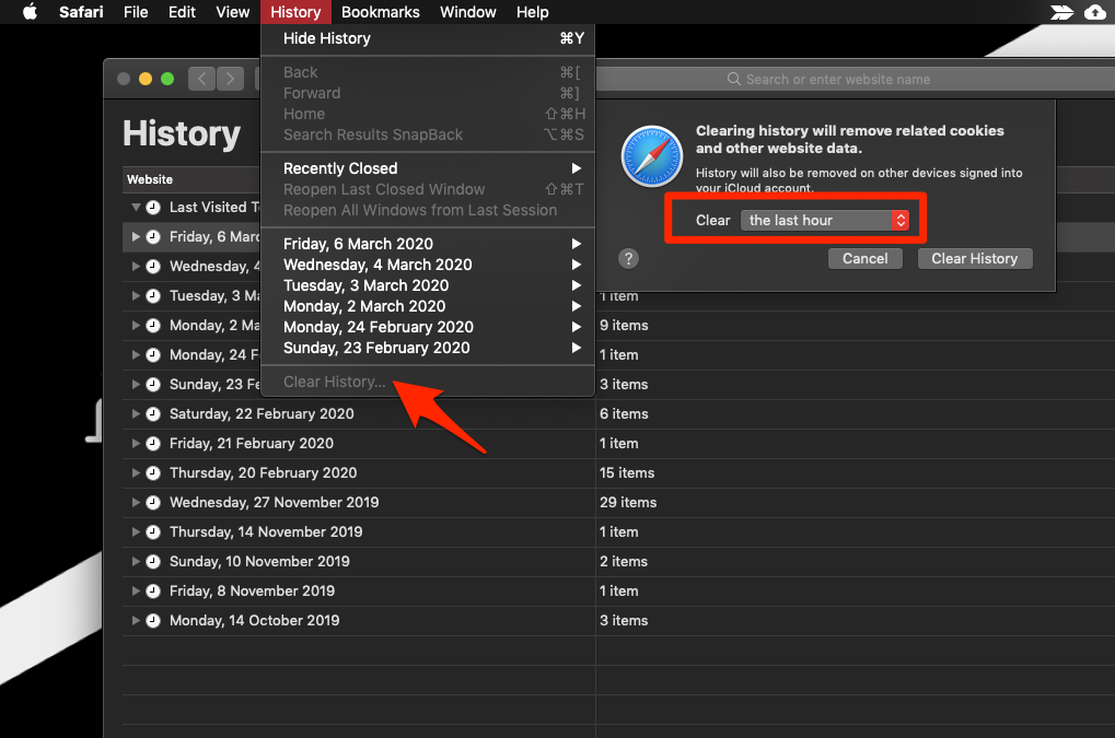 Clear History from Safari MacOS computer