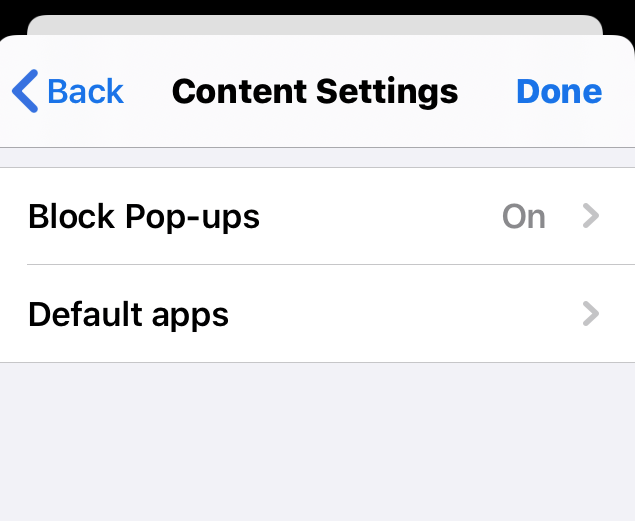 Content Settings in Chrome iPhone