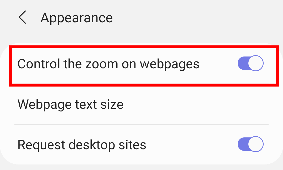 Control the Zoom on webpage with forced zooming