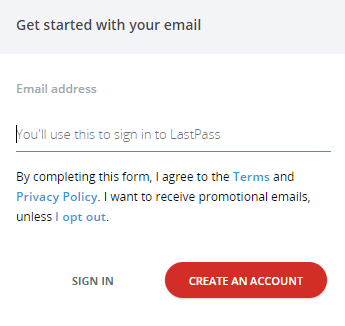 Create an account for LastPass Password Manager
