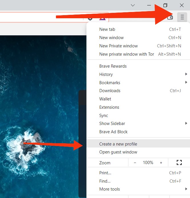 Create a New Profile in Brave Computer browser