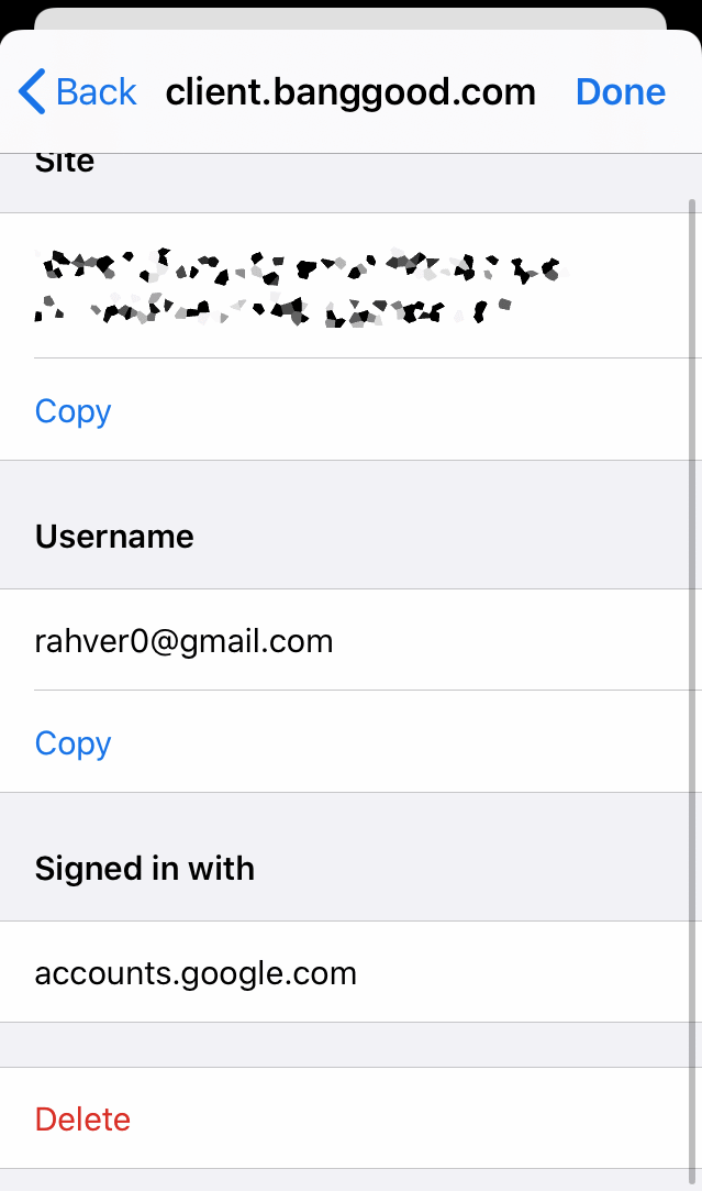 Delete Saved Password in Chrome iOS