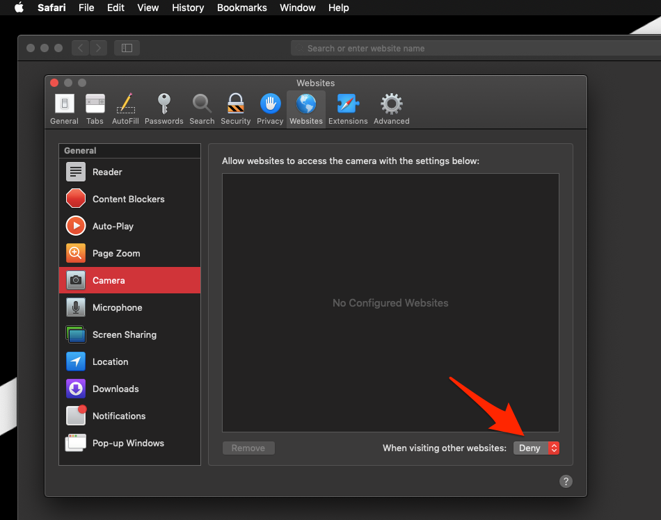 Disable and Block Camera Access to Safari Browser in Computer Mac