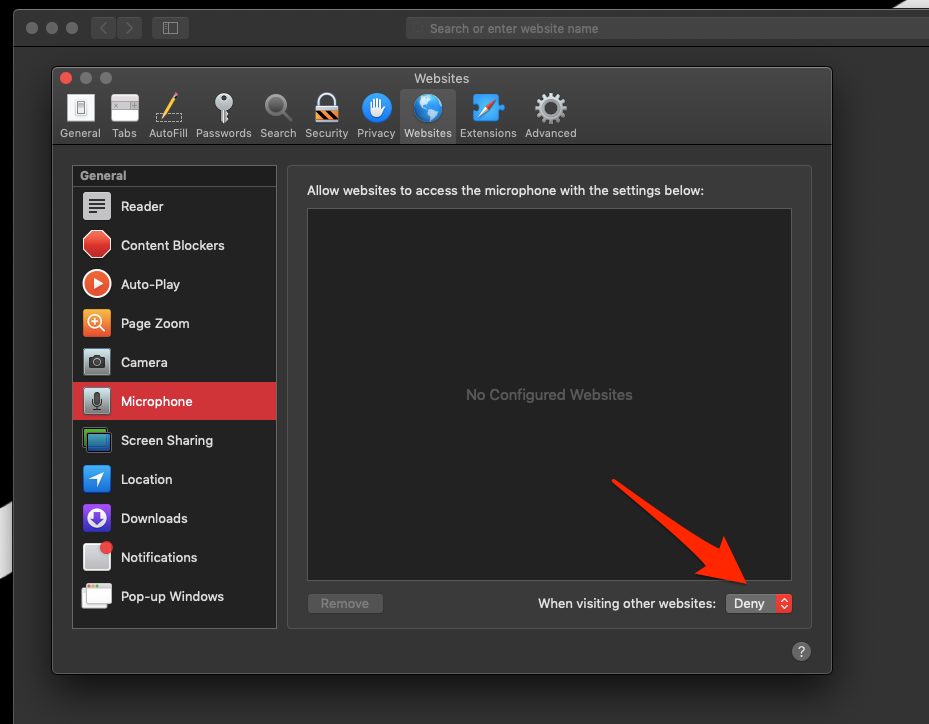 Disable and Block Microphone for Safari in Mac