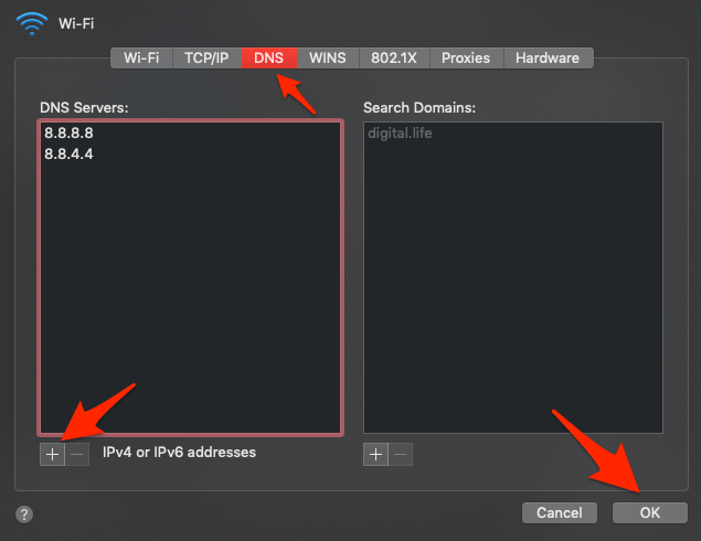 DNS Servers Settings in Mac Computer
