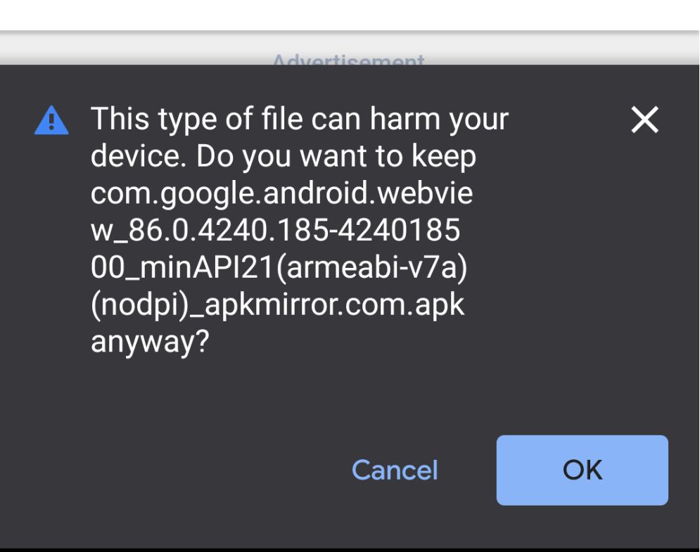 Download Android WebView from External APK site